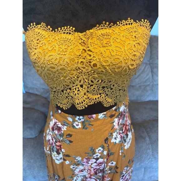 Romantic Floral Maxi Dress Feminine Fairy Sleeveless Beach Whimsy Cottage Core - Picture 2 of 11